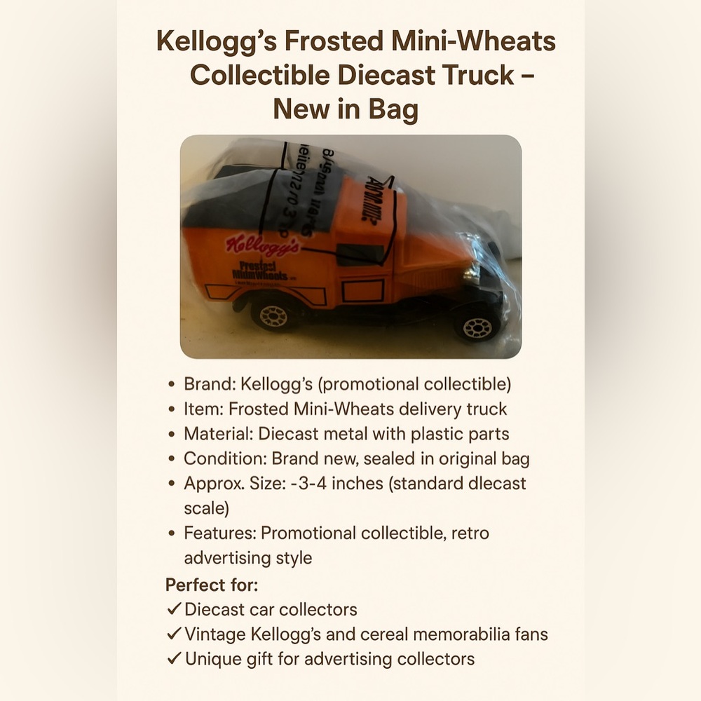Kellogg’s Frosted Mini-Wheats Collectible Diecast Truck – New in Bag